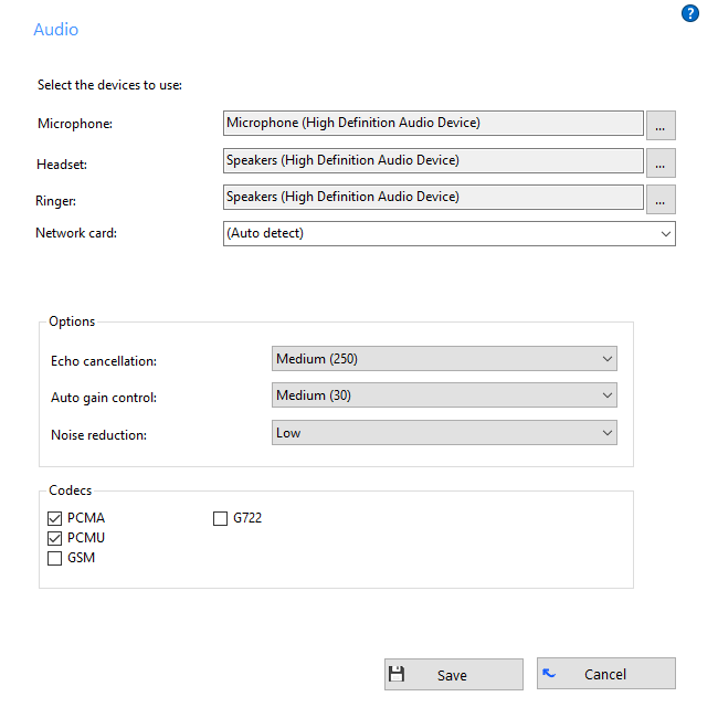 Audio options