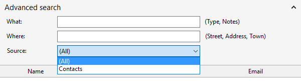 Address Book window advanced options section